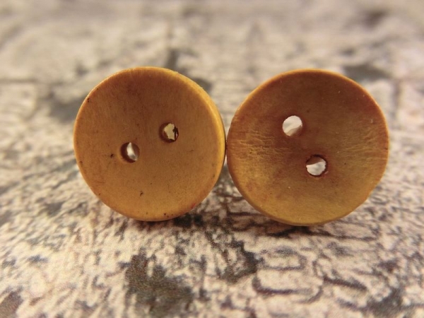 Rustikale Natur Holz Knopf Ohrstecker Button Roh